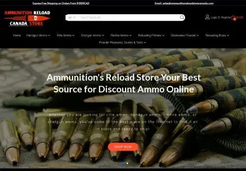 Ammunitionreloadstorecanada.com Screenshot