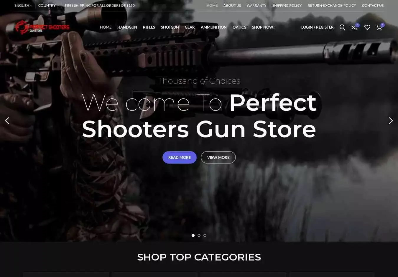 Perfectshootersgunstore.com Screenshot