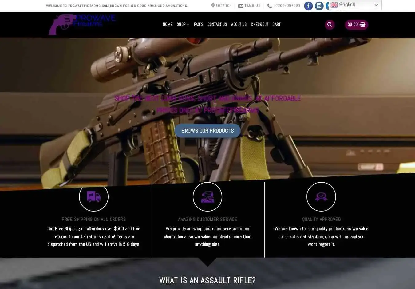Prowavefirearms.com Screenshot
