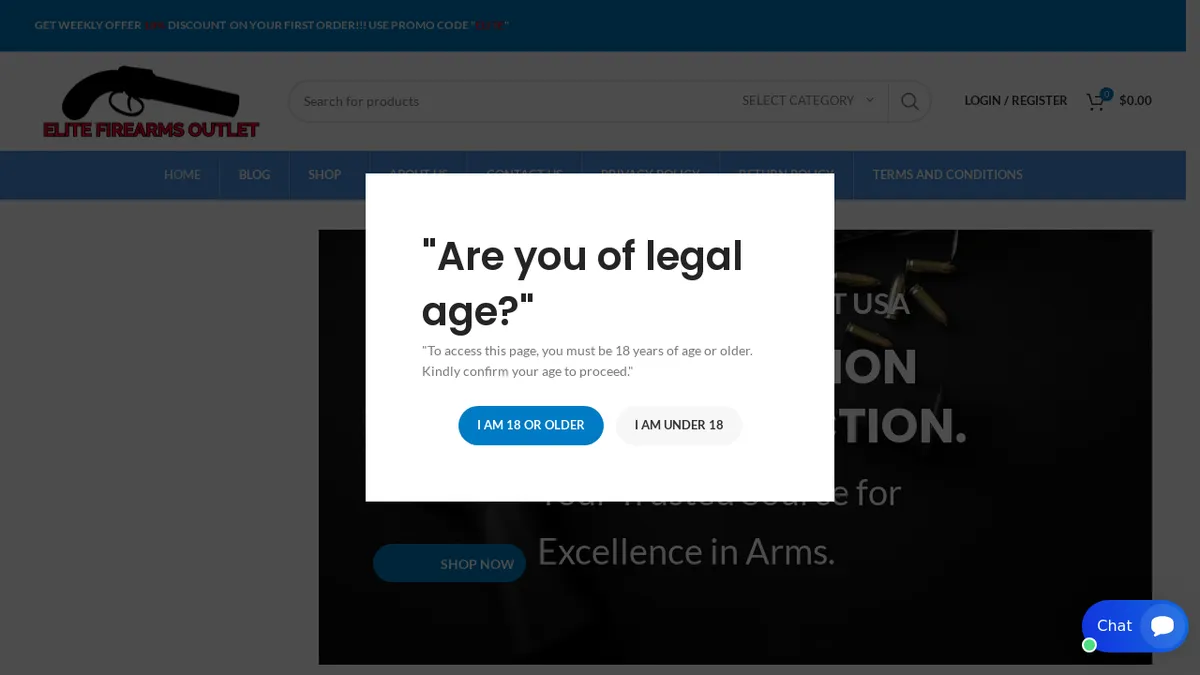 Elitefirearmsoutletusa.com Screenshot