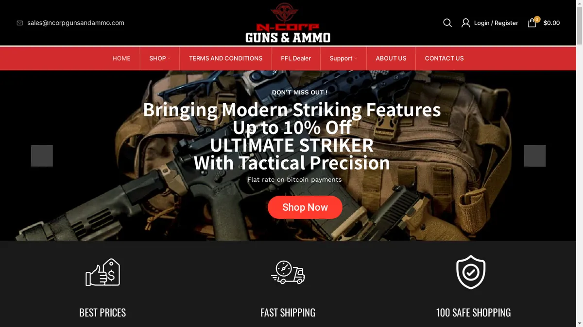 Ncorpgunsandammo.com Screenshot