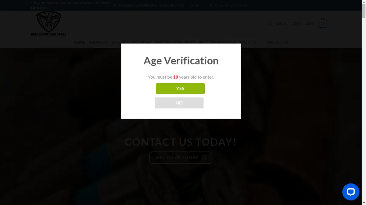 Reloadinggearstore.com Screenshot
