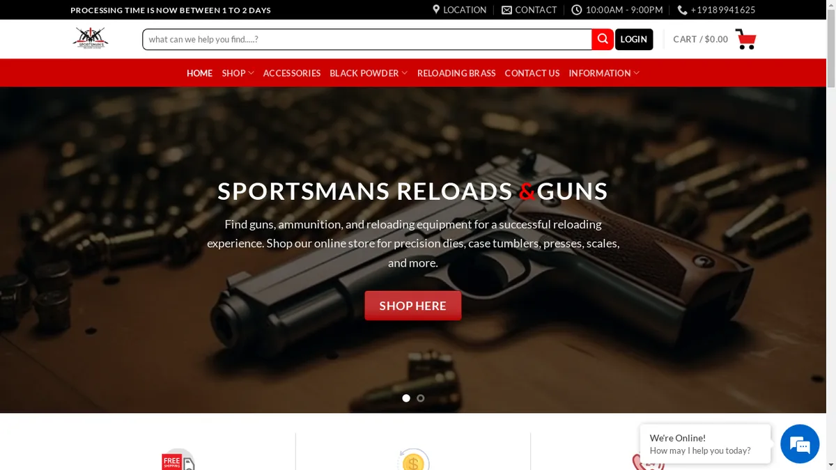 Sportsmansreloadsandguns.com Screenshot