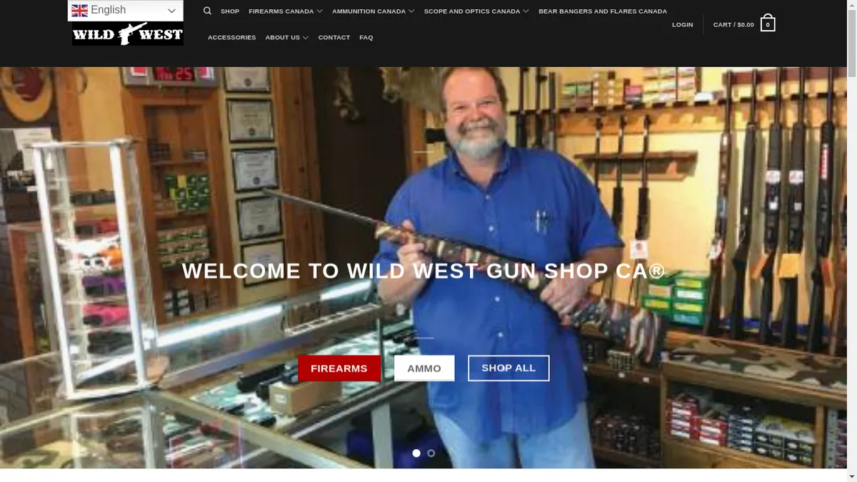 Wildwestgunshopca.com Screenshot