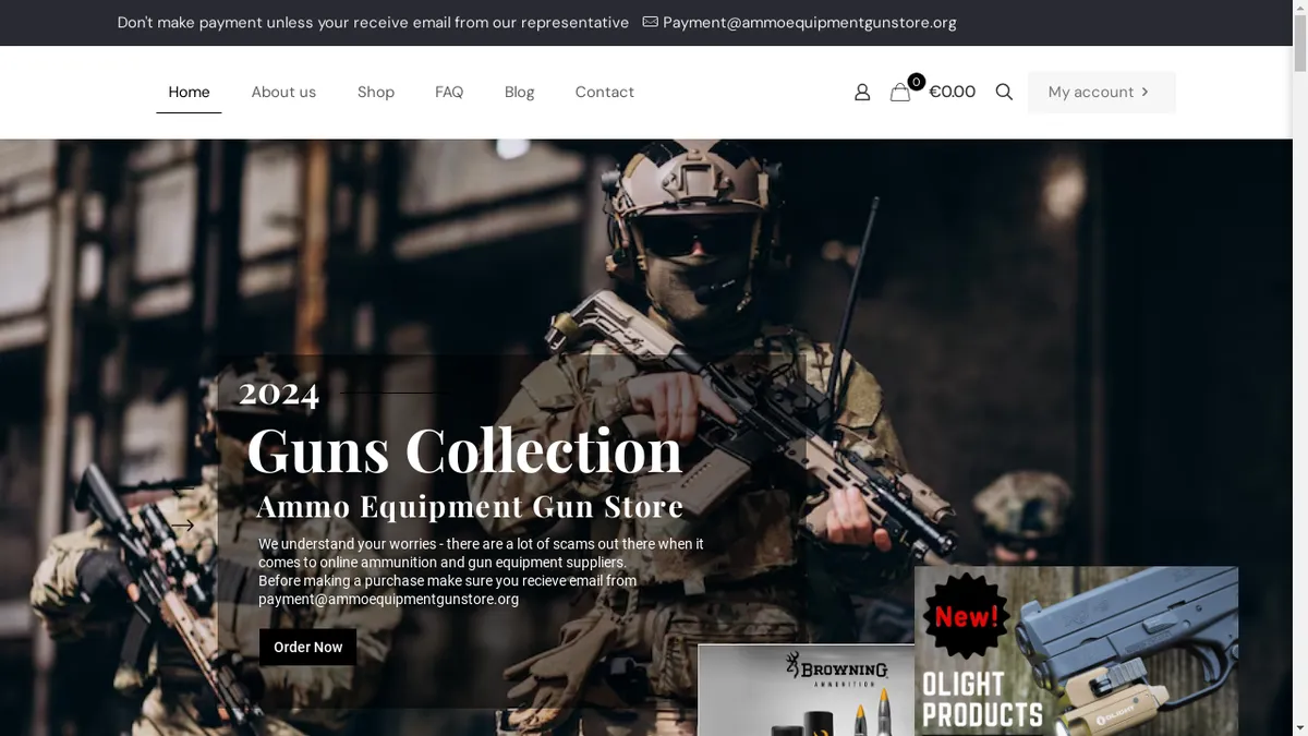 Ammoequipmentgunstore.org Screenshot