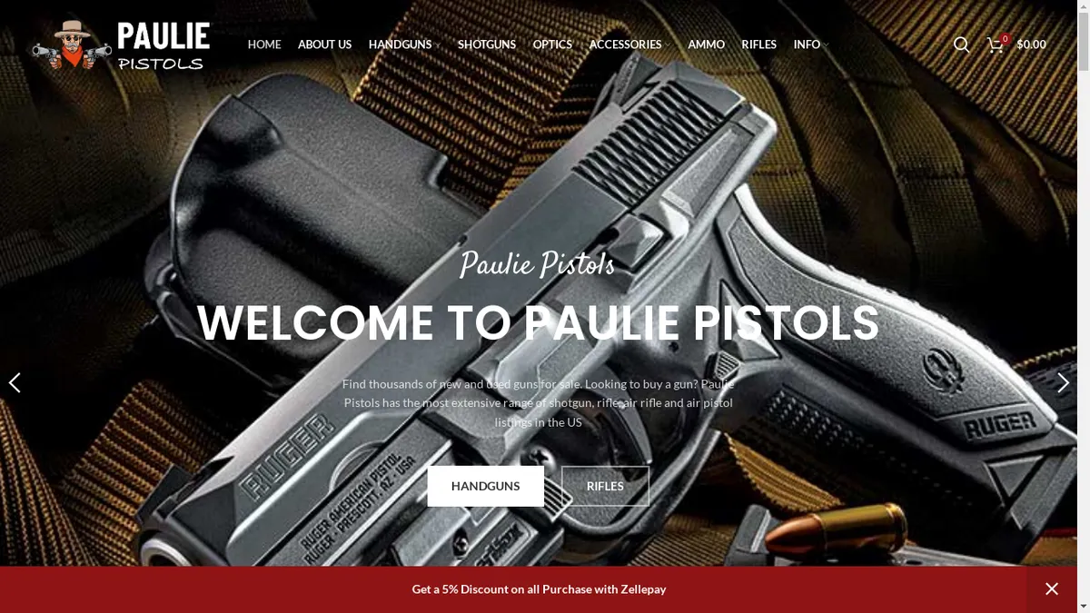 Pauliepistols.com Screenshot