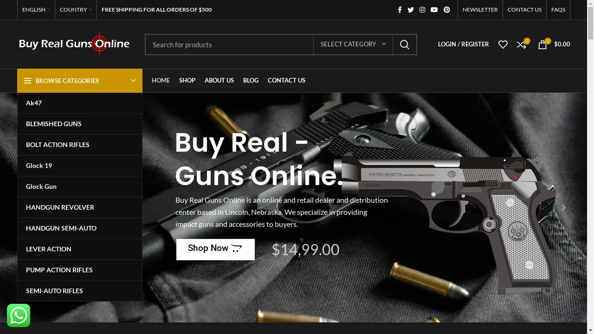 Buyrealgunsonline.com Screenshot