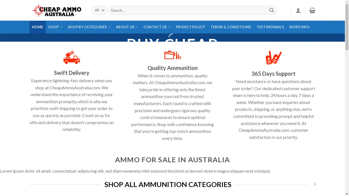 Cheapammoaustralia.com Screenshot