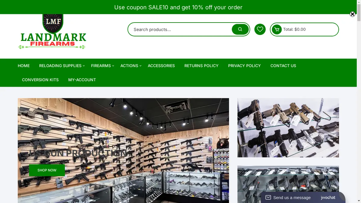 Landmarkfirearms.com Screenshot