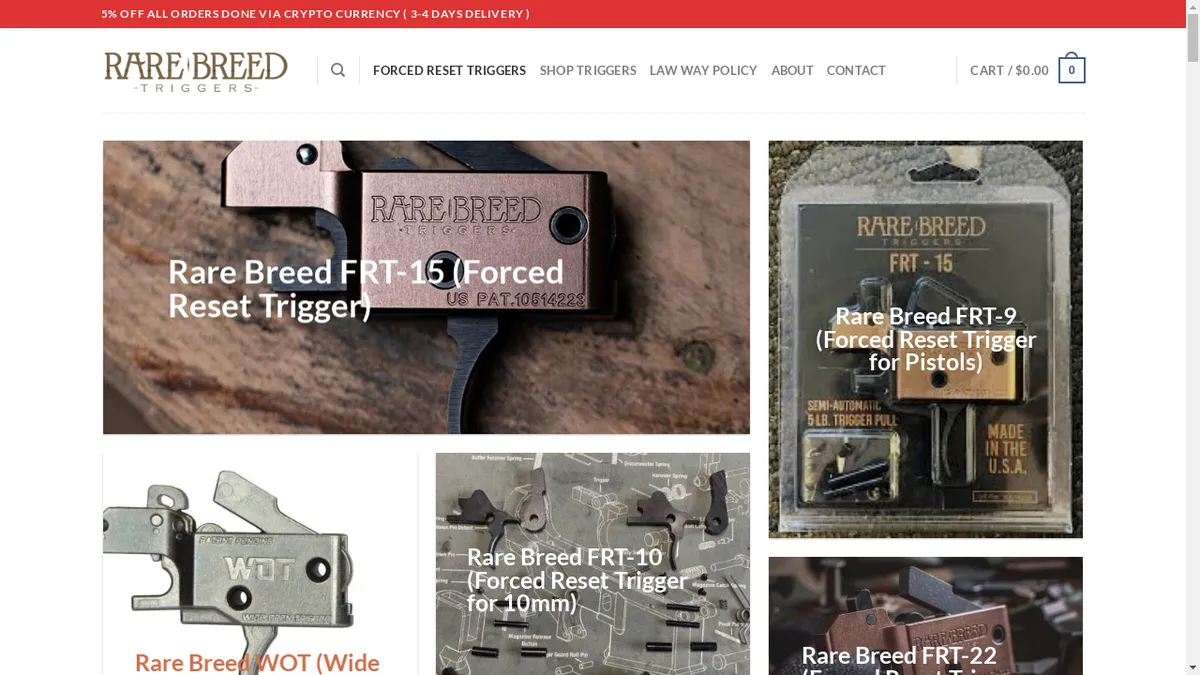 This is a screenshot of Rarebreedfrttrigger.net Rarebreedfrttrigger.net Screenshot
