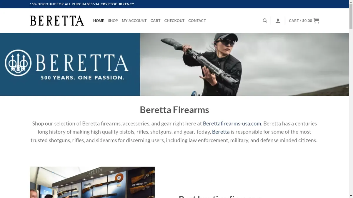 This is a screenshot of Berettafirearms-usa.com Berettafirearms-usa.com Screenshot