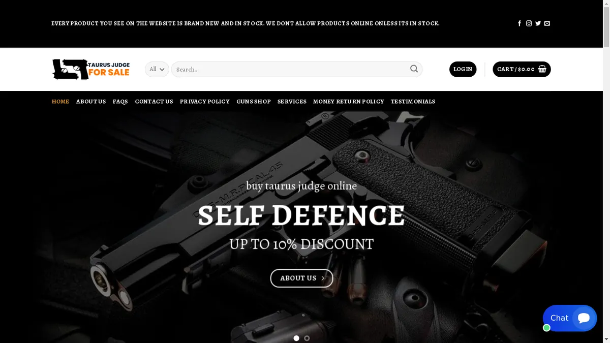 This is a screenshot of Taurusjudgefirearmsforsale.com Taurusjudgefirearmsforsale.com Screenshot