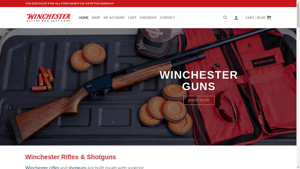 This is a screenshot of Winchestergunstoreusa.com Winchestergunstoreusa.com Screenshot