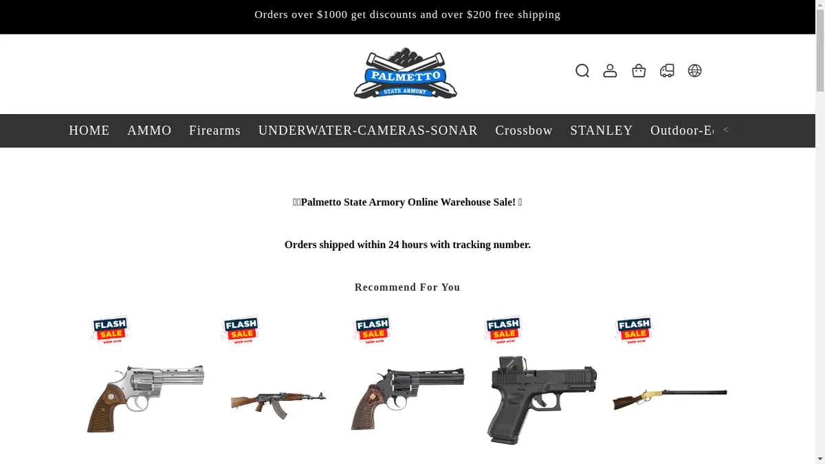 Palmettossttateasrmory.com Screenshot
