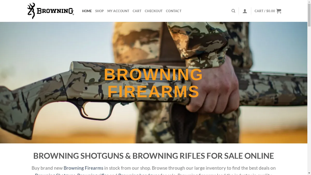 This is a screenshot of Browningfirearmsonline.com Browningfirearmsonline.com Screenshot