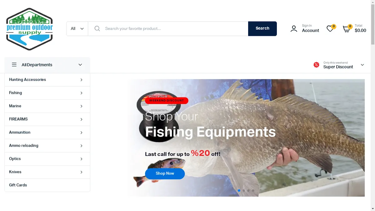 This is a screenshot of Premiumoutdoorsupply.com Premiumoutdoorsupply.com Screenshot