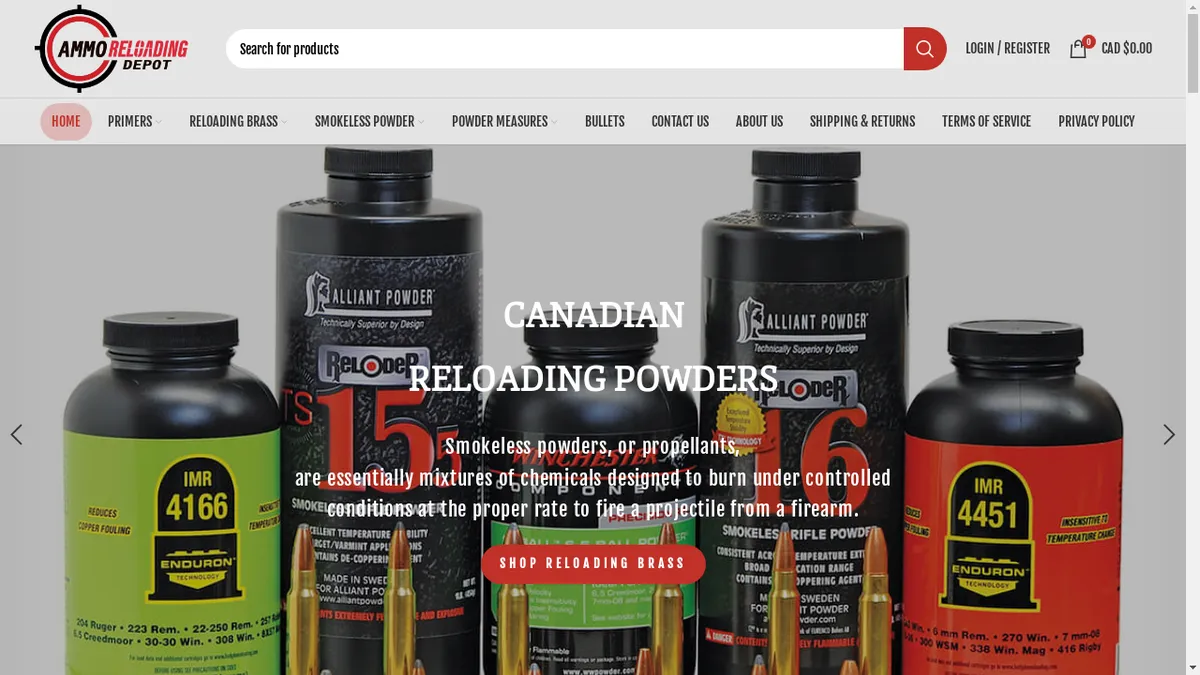 Ammoreloadingdepot.ca Screenshot