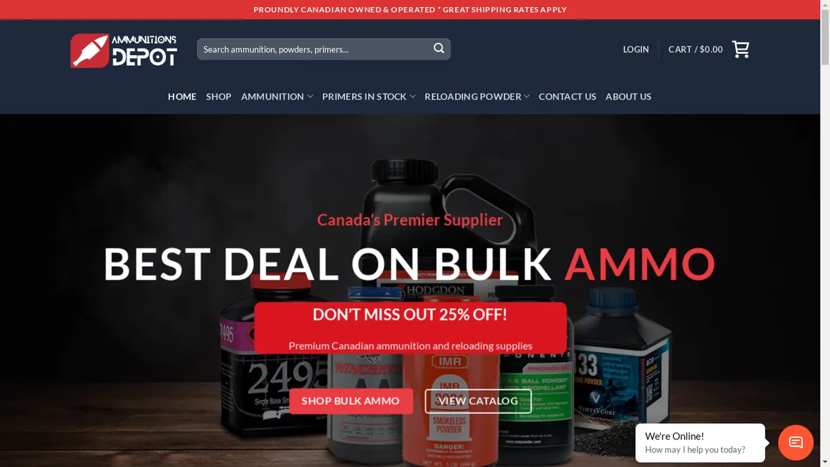 This is a screenshot of Ammunitionsdepot.ca Ammunitionsdepot.ca Screenshot