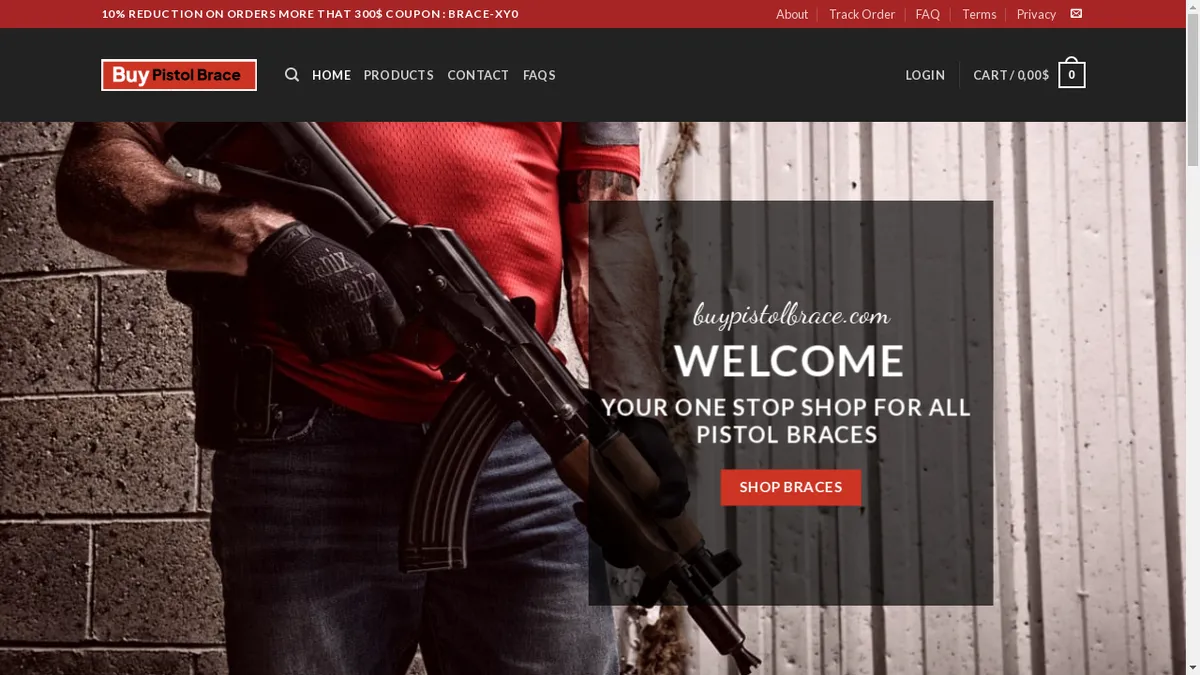This is a screenshot of Buypistolbrace.com Buypistolbrace.com Screenshot
