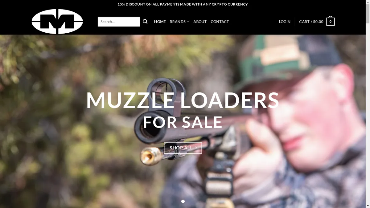 This is a screenshot of Muzzle-loadershop.com Muzzle-loadershop.com Screenshot