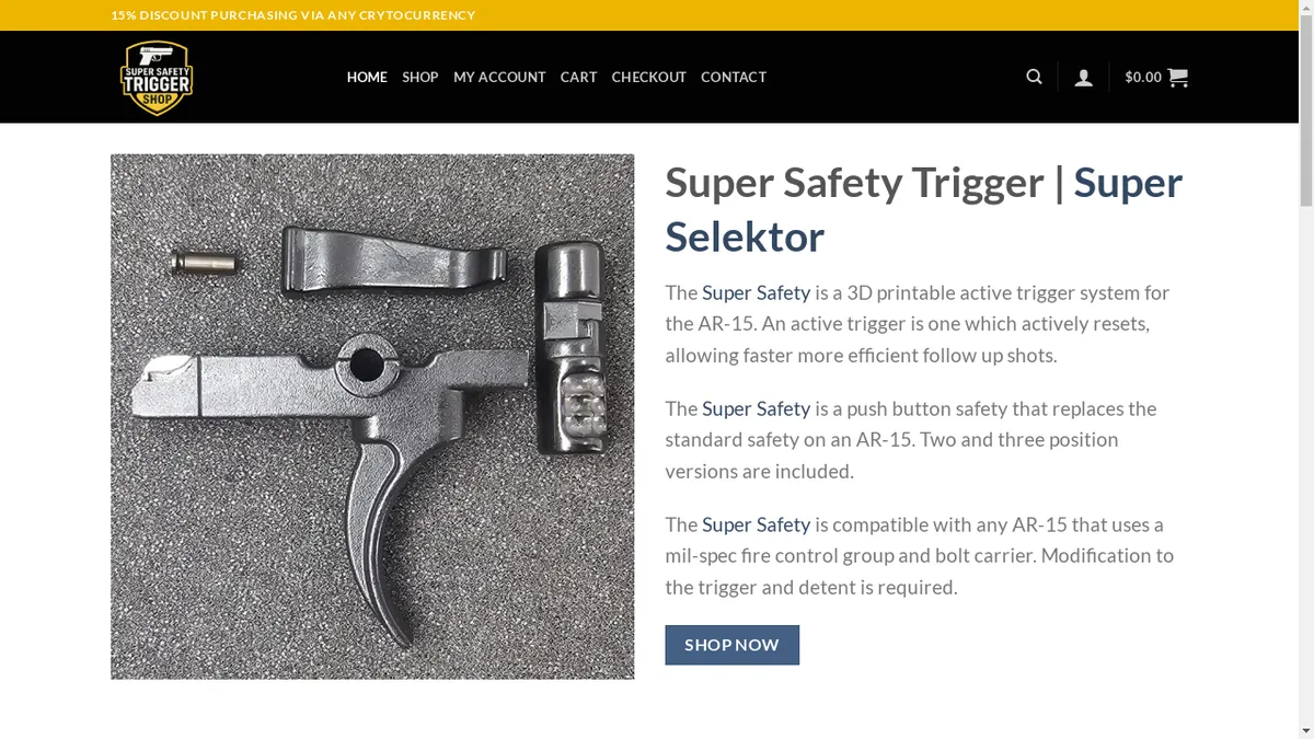 This is a screenshot of Supersafetytriggerusa.com Supersafetytriggerusa.com Screenshot