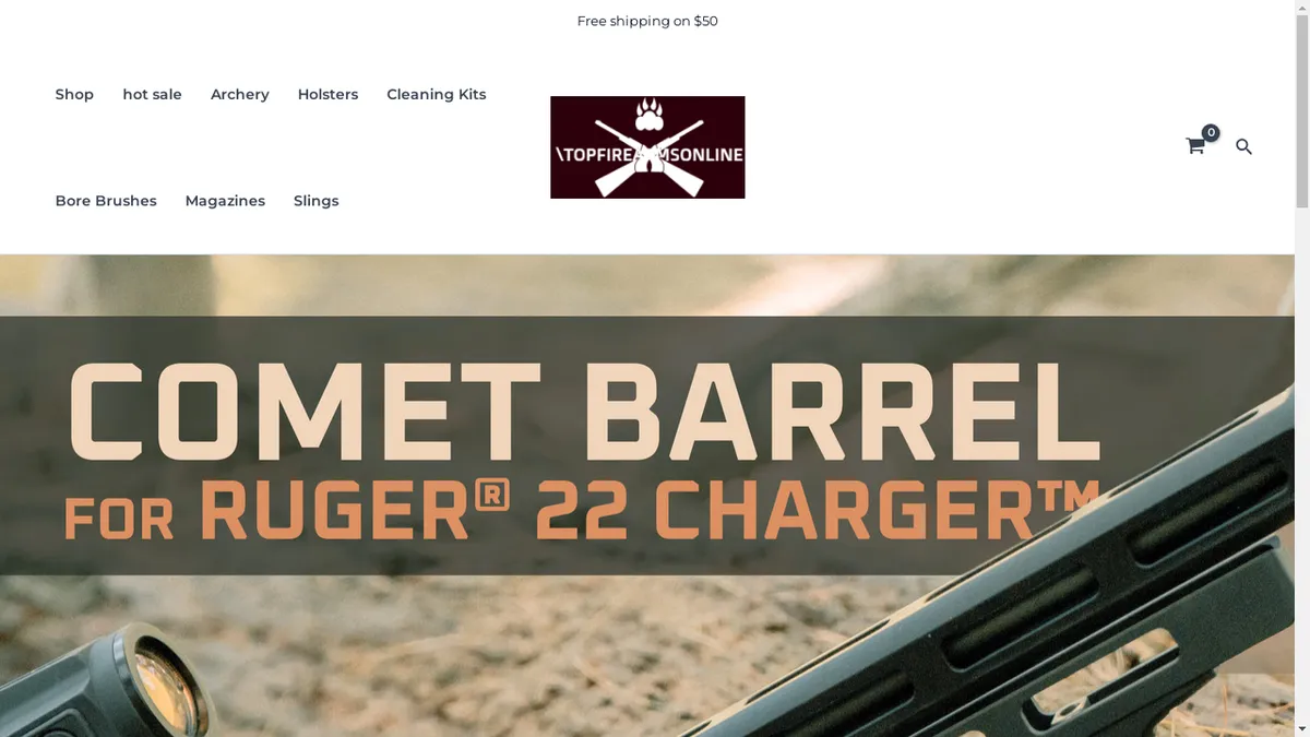 This is a screenshot of Topfirearmsonline.com Topfirearmsonline.com Screenshot
