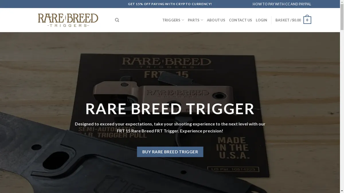 This is a screenshot of Rarebreedfrttriggersusa.com Rarebreedfrttriggersusa.com Screenshot