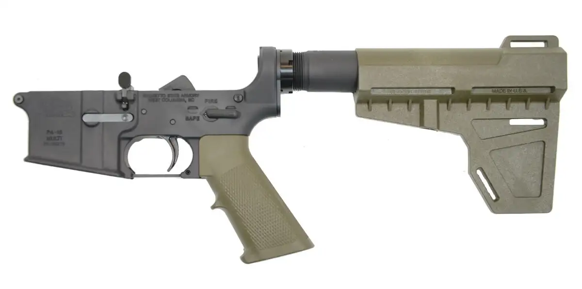 PSA AR-15 Complete Classic Shockwave Pistol Lower, ODG - No Magazine
