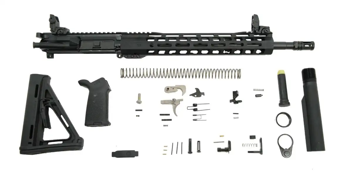 PSA AR-15 Rifle Kit 5.56 16" 1:7 Mid-Lgth Nitride 13.5" LTWT M-Lok MOE w/ MBUS Sights