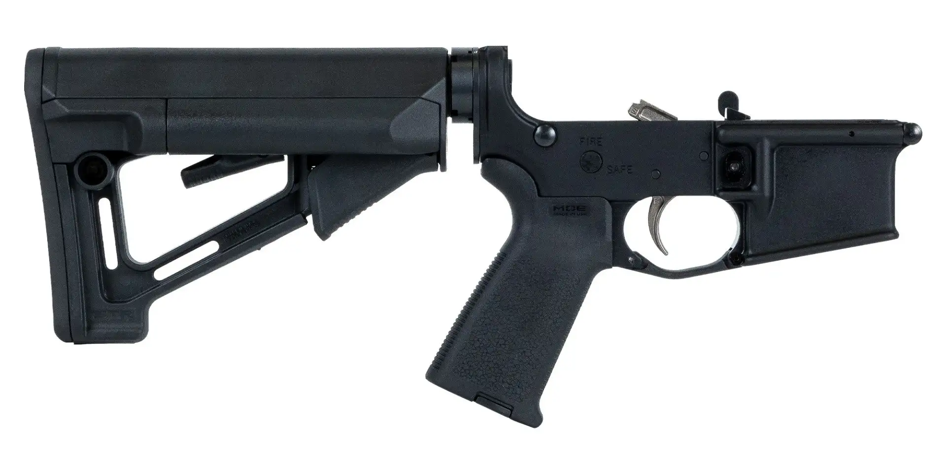 PSA AR-15 MOE STR Lower Receiver with Two-Stage Nickel Boron Trigger, Black - No Magazine
