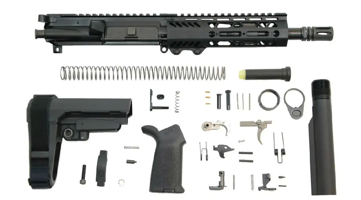 PSA 8.5" Pistol-length 300AAC Blackout 1/8 Phosphate 7" Lightweight M-Lok MOE EPT SBA3 Pistol Kit