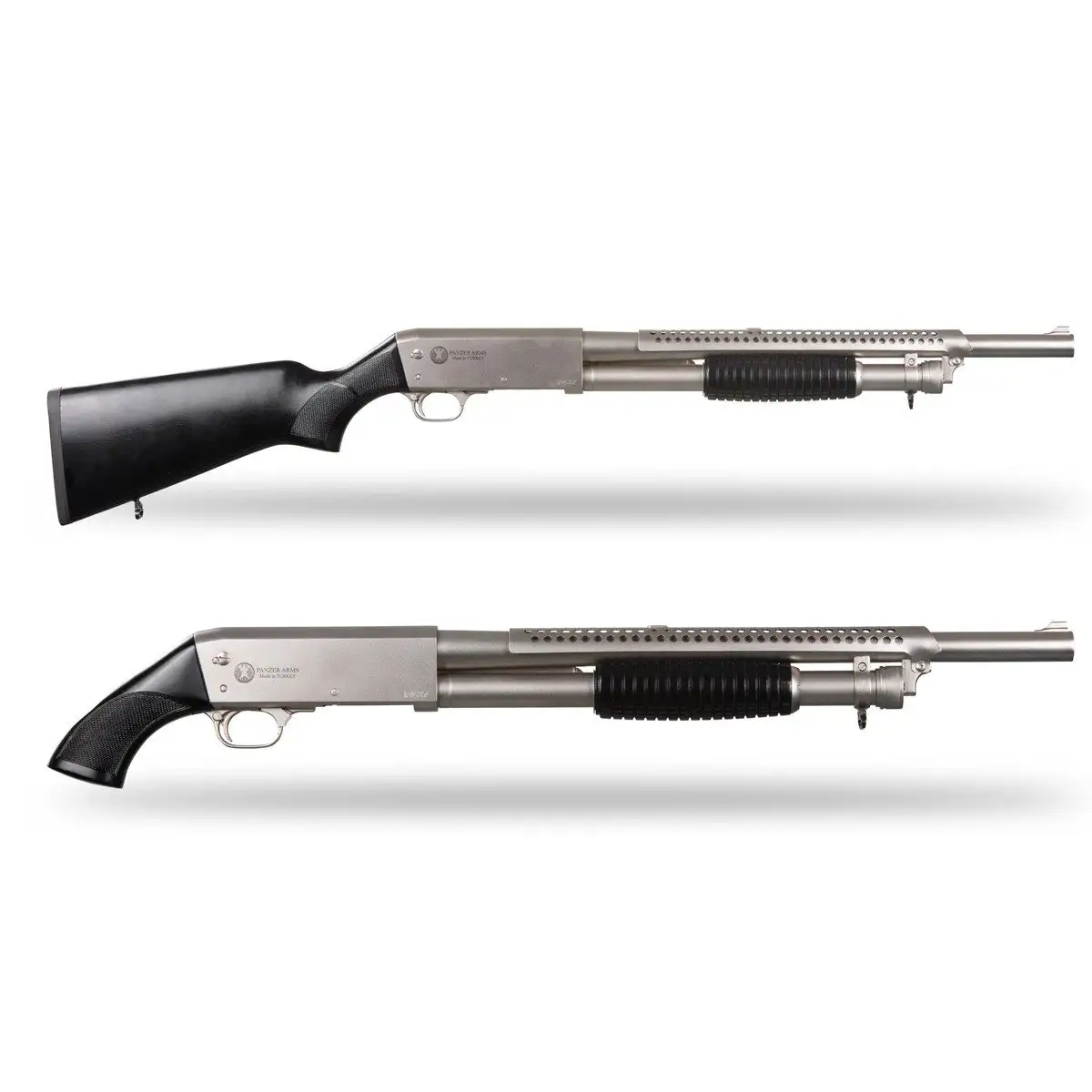 Panzer PA37 Ithaca Clone 18.5" Pump Action 12ga Shotgun, Nickel/Black Walnut - PAPA37PASNB