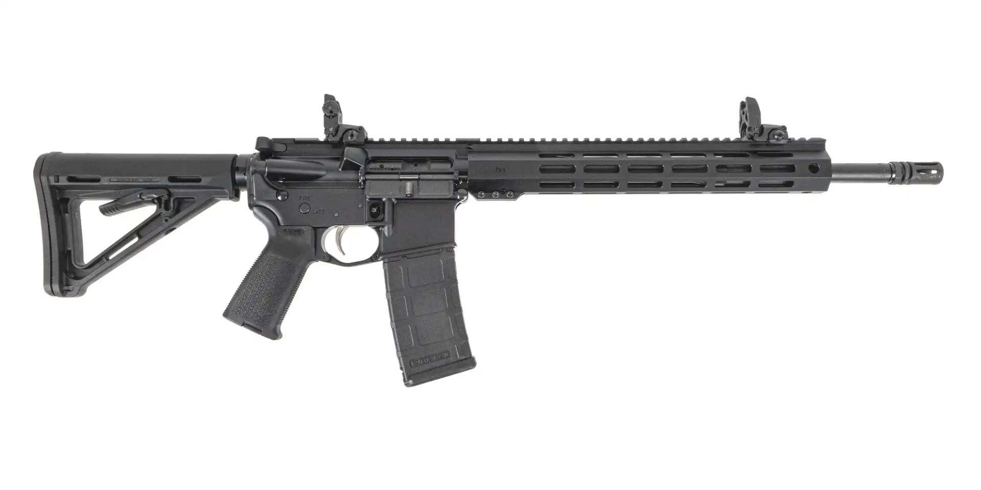 PSA 16" Mid-Length 5.56 NATO 1/7 Phosphate 13" Lightweight Hex M-Lok MOE EPT Stealth Rifle w/MBUS Sight Set