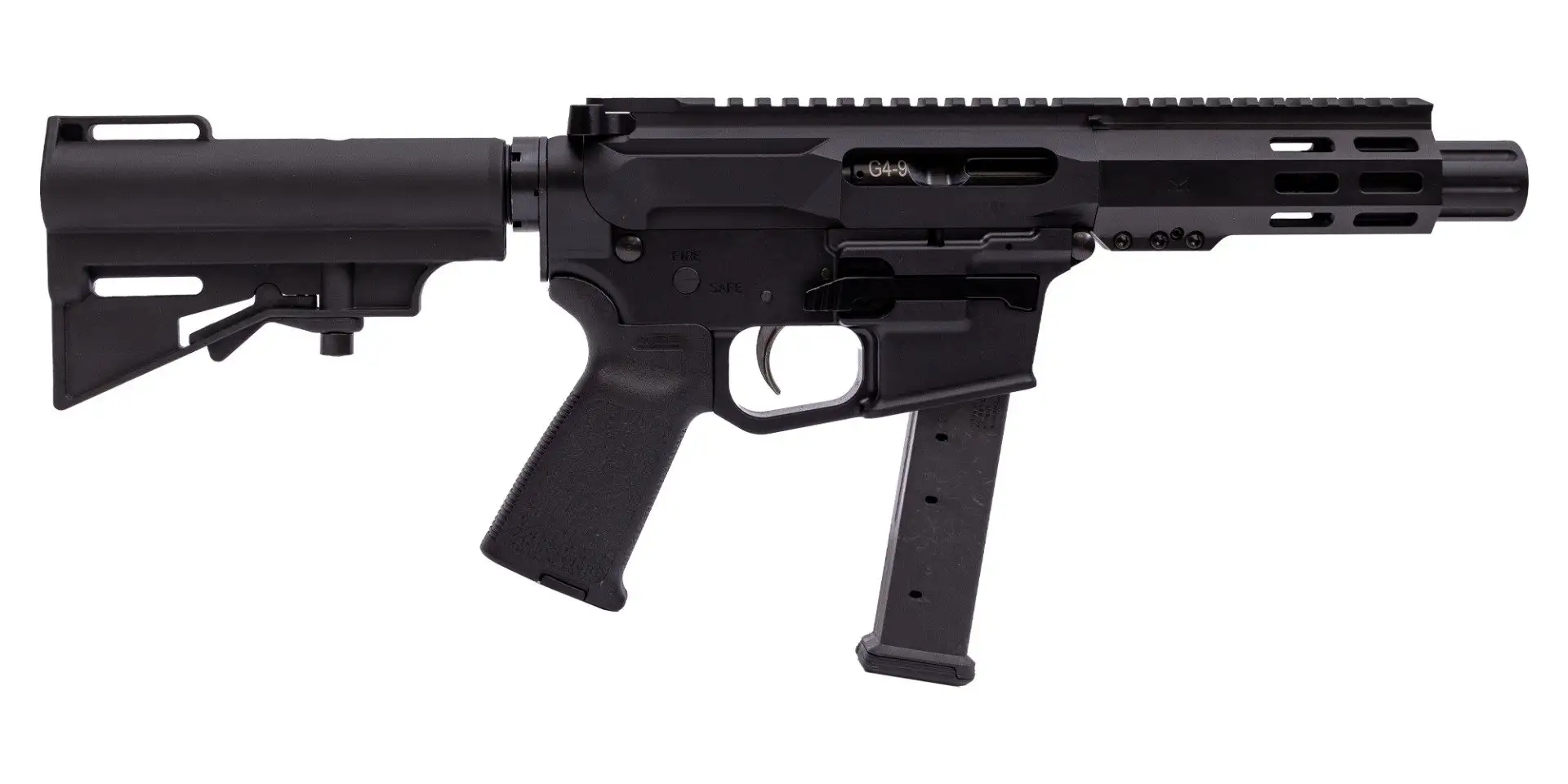 PSA Gen4 4" 9mm 1/10 GX 5" Lightweight Hex M-Lok MOE EPT HAR-15 Pistol, Black