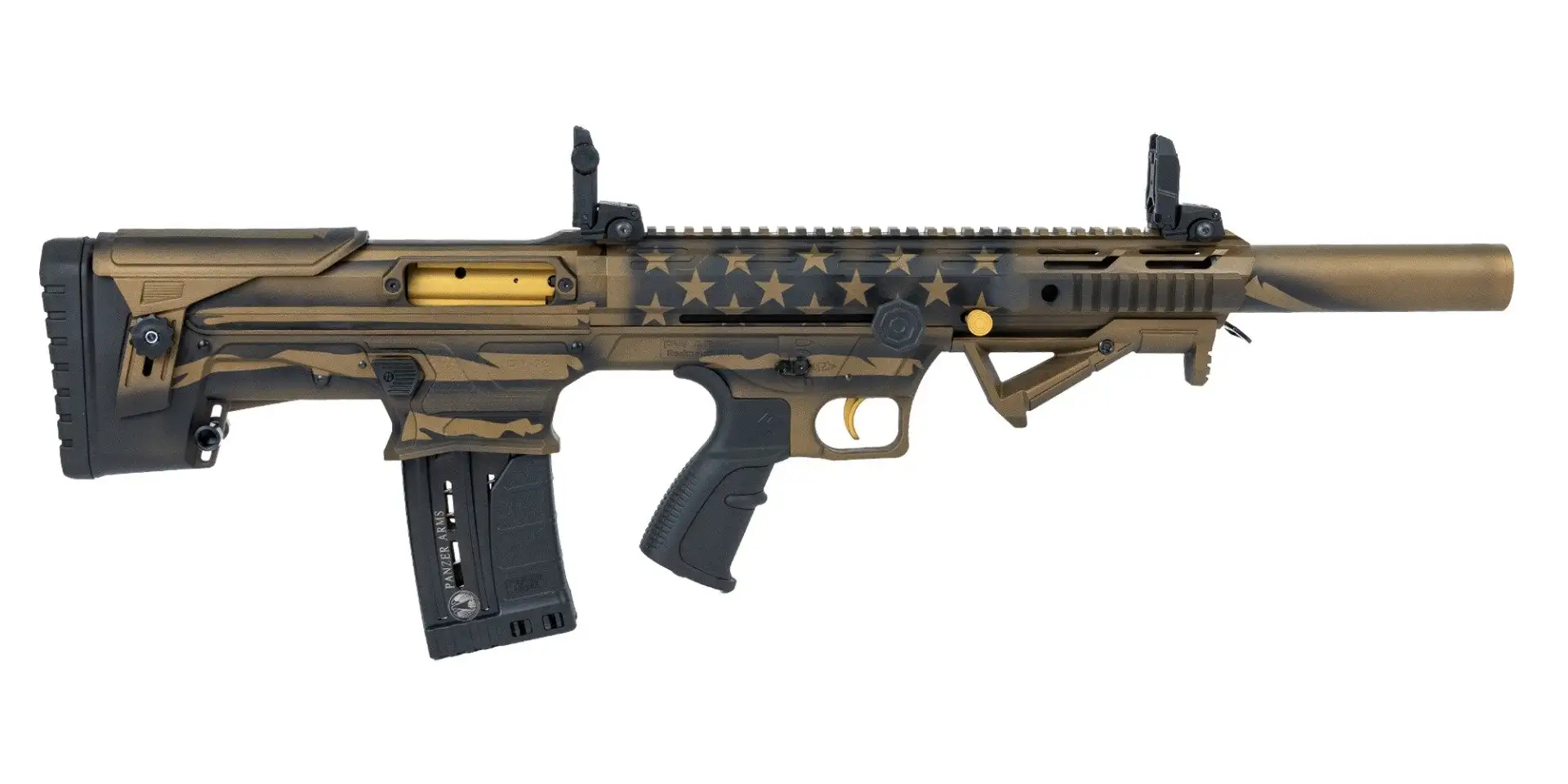 Panzer BP12 12 Gauge 20" Semi-Auto 5rd, Black & Bronze US Flag - BP12BSBBUSFC