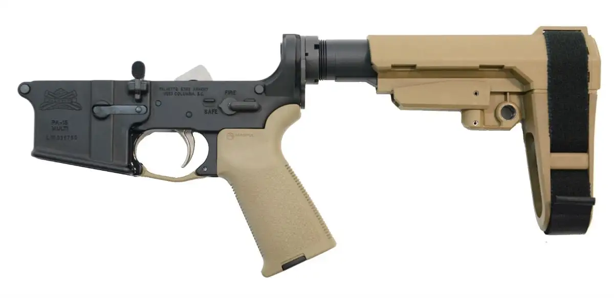PSA AR-15 Complete MOE EPT Pistol Lower with SBA3 Brace, FDE - 5165448421