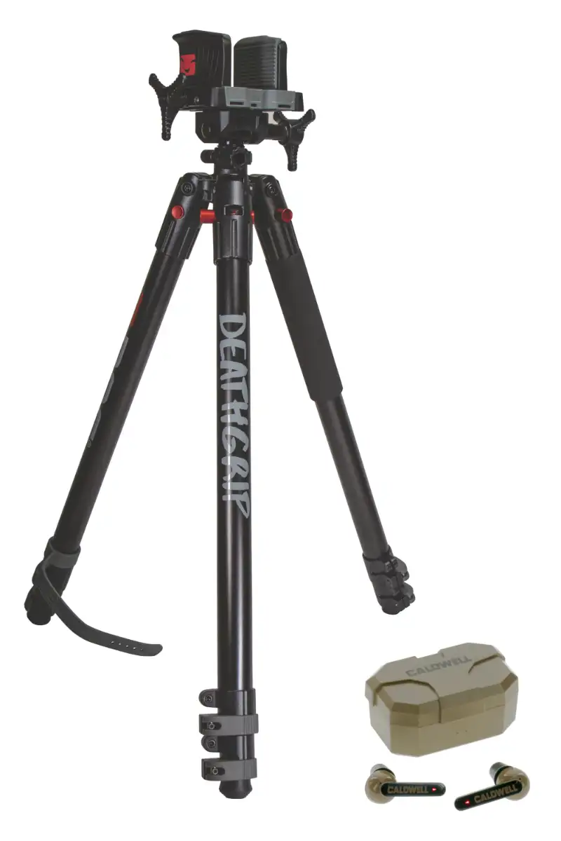 Bog-Pod DeathGrip Black Aluminum 9"-59" w/ E-Max Shadows Ear Plugs - 1239242