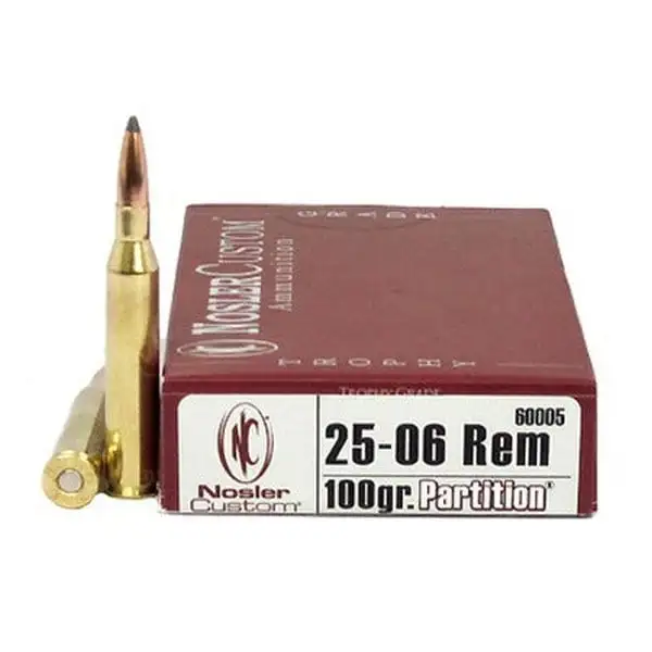 Glockandgunshop.com 4 Nosler Trophy Grade 25-06 Rem 100 grain Partition Rifle Ammo, 20/Box - 60005