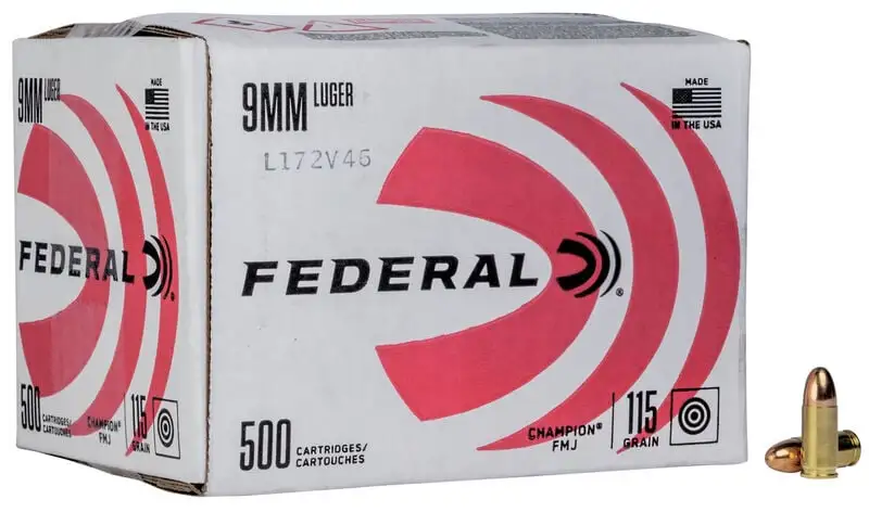 Federal Champion 9mm Bulk Ammo 115 Grain FMJ 500rds