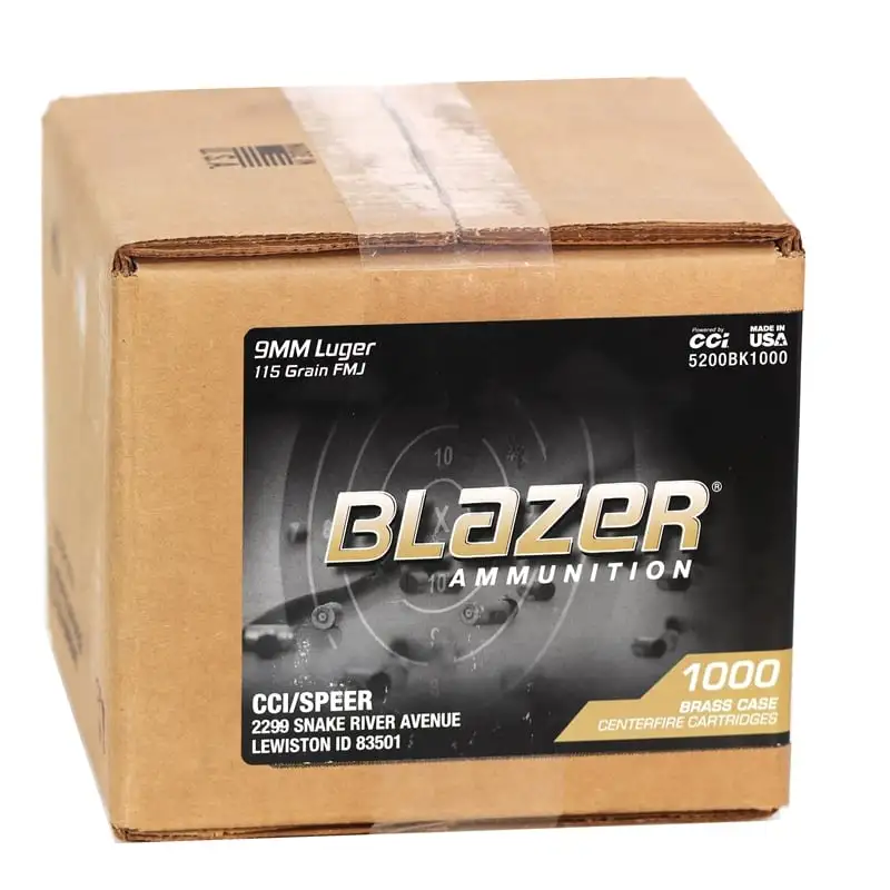CCI Blazer 9mm Ammo 115 Grain FMJ 1000rd Case - 5200BK1000