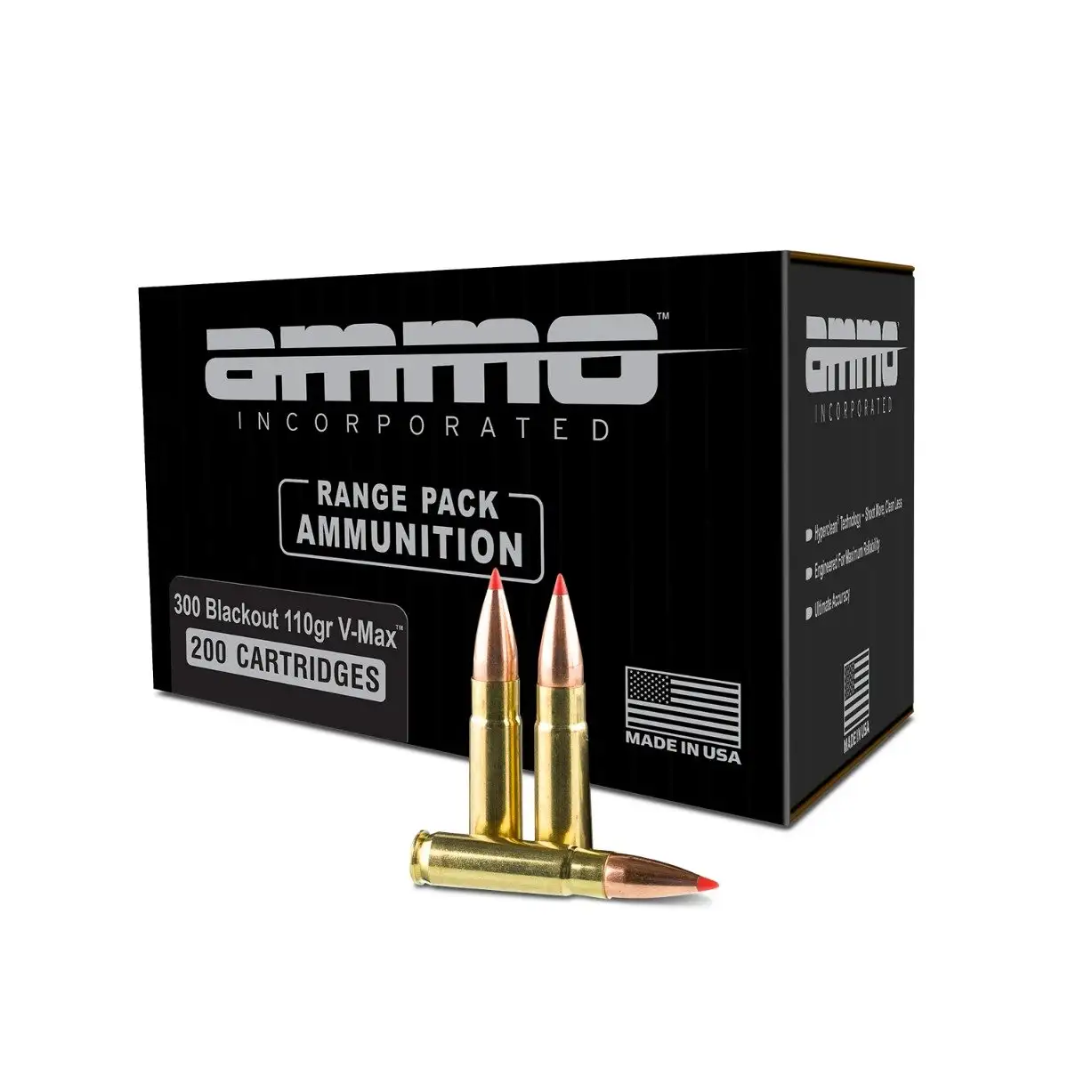 Fratenizereloads.com 4 Ammo Inc V-MAX 300 Blackout 110gr Ammo, 200rd Range Pack - 300B110VMX-A200