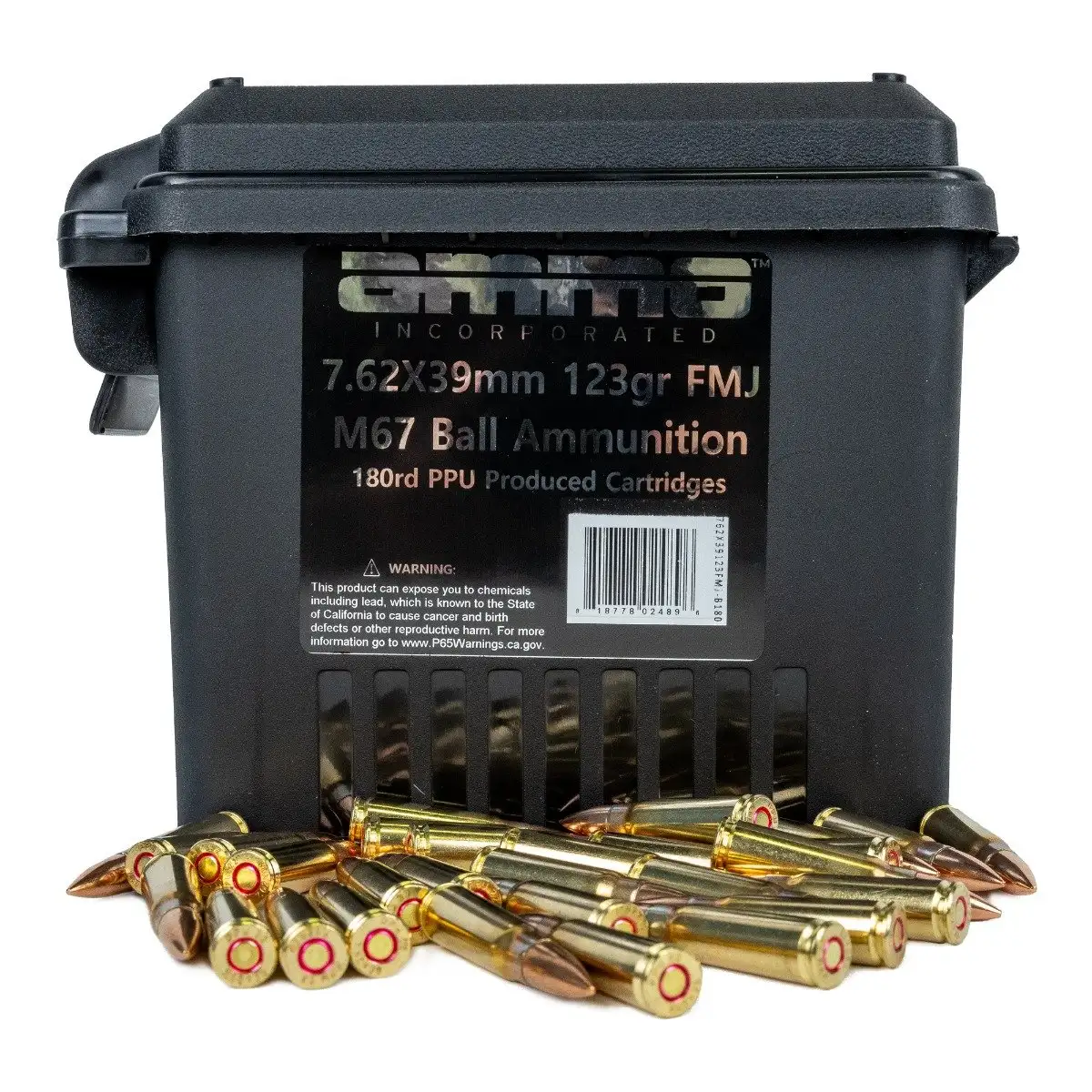 Marlinusafirearms.com 4 Ammo Inc 7.62x39 M67 123gr 180rd Ammo Can - 762X39123FMJ-B180