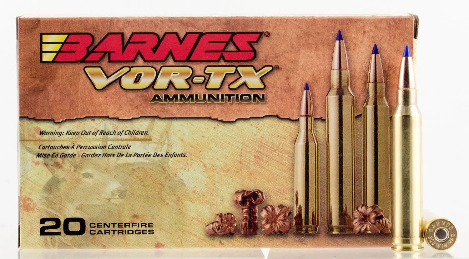 Midwayshooters.com 4 Barnes Bullets VOR-TX 165 gr Tipped TSX Boat Tail .300 Win Mag Ammo, 20/box - 21537