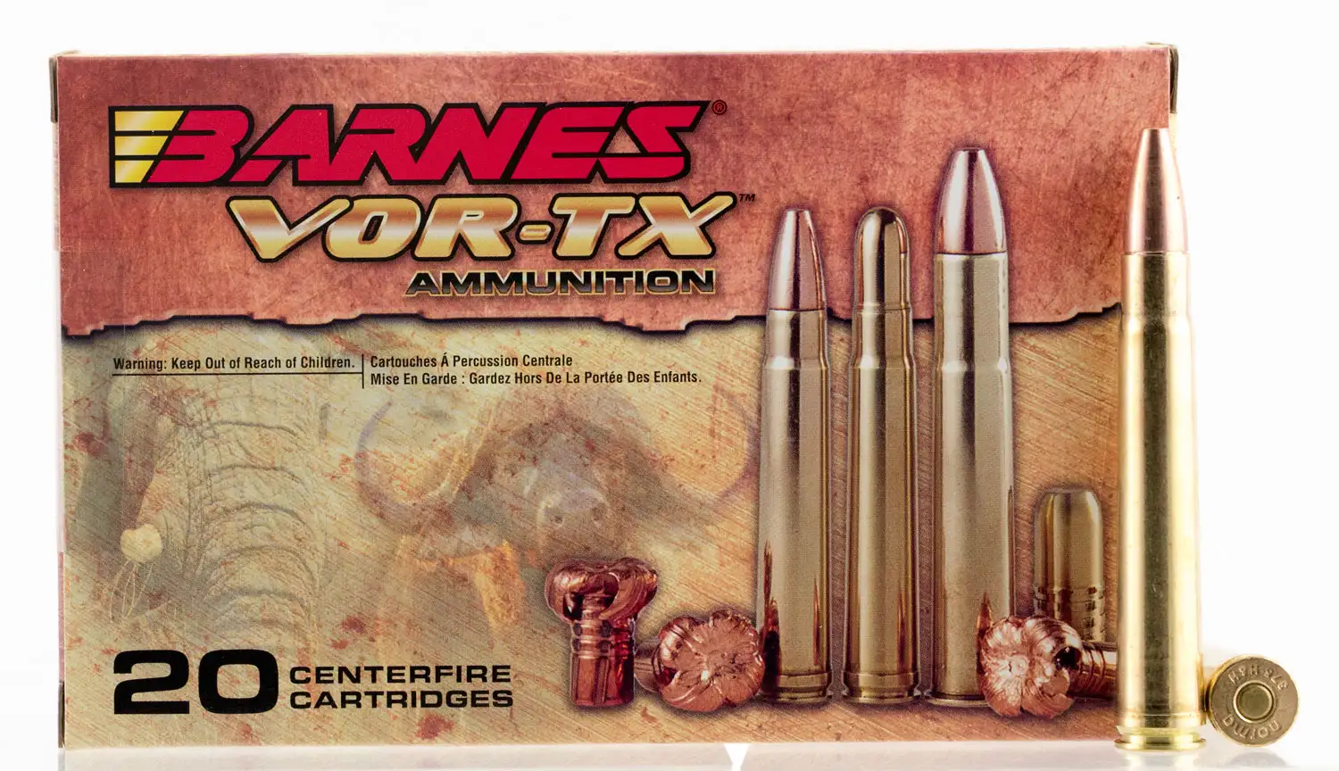 Alphashooterworld.com 4 Barnes Bullets VOR-TX Safari 300 gr TSX Flat Base .375 H&H Mag Ammo, 20/box - 22014