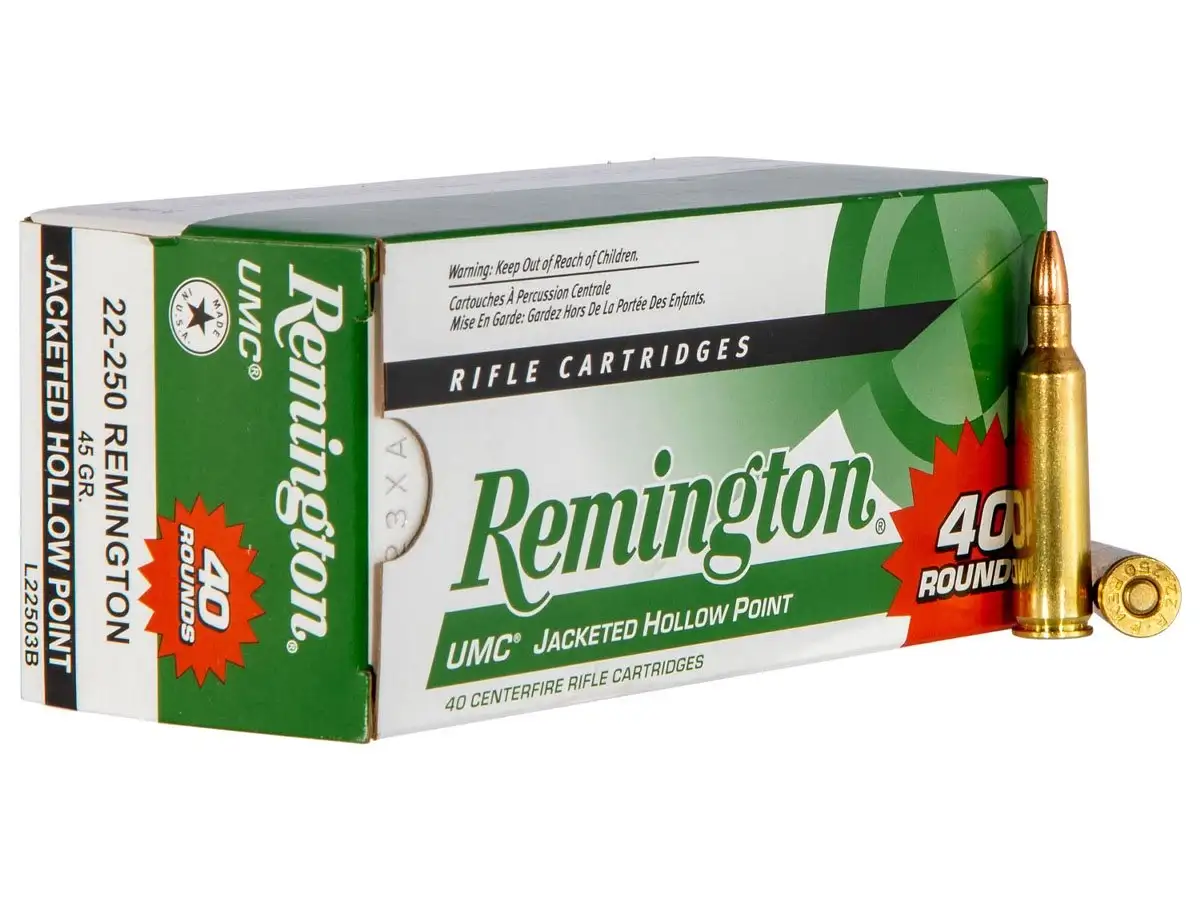 Remington UMC 45 gr Jacketed Hollow Point .25-250 Rem Ammo, 40/box - L22503B