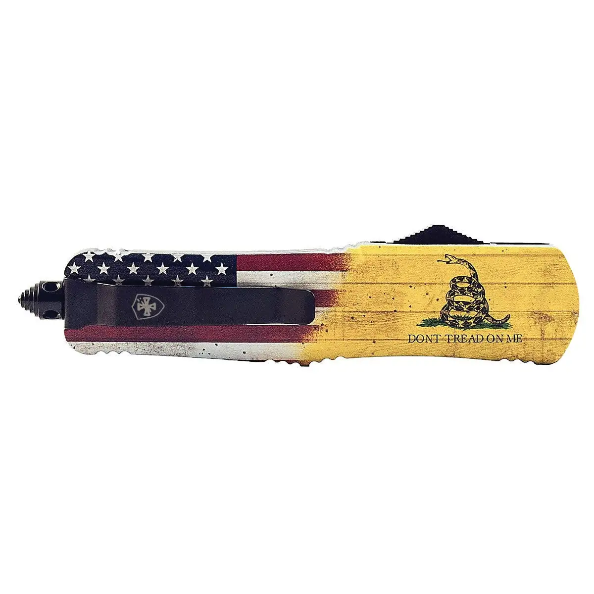 Templar Knife Don't Tread on Me Small OTF Knife Tanto, Yellow - S-DTOM-23-1 Templar Knife Don't Tread on Me Small OTF Knife Tanto, Yellow - S-DTOM-23-1