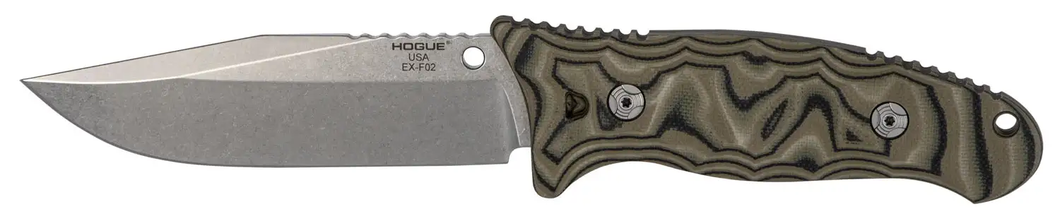 Hogue EX-F02 Clip Point Fixed Blade Knife, 4.5", Green - 35278 Hogue EX-F02 Clip Point Fixed Blade Knife, 4.5", Green - 35278