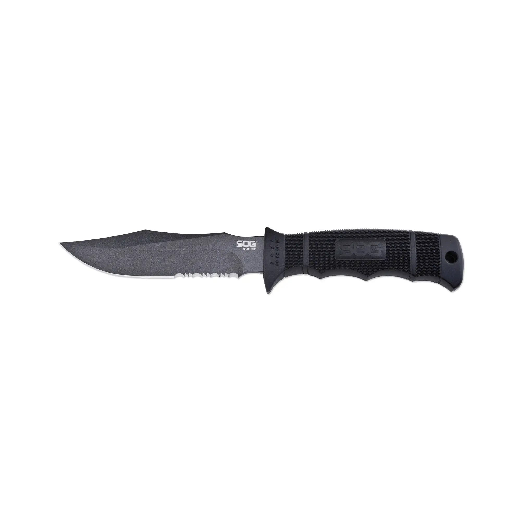 SOG Knives Seal Pup 4.75" Clip Point Fixed Blade Knife, Black - SOGM37NCP
